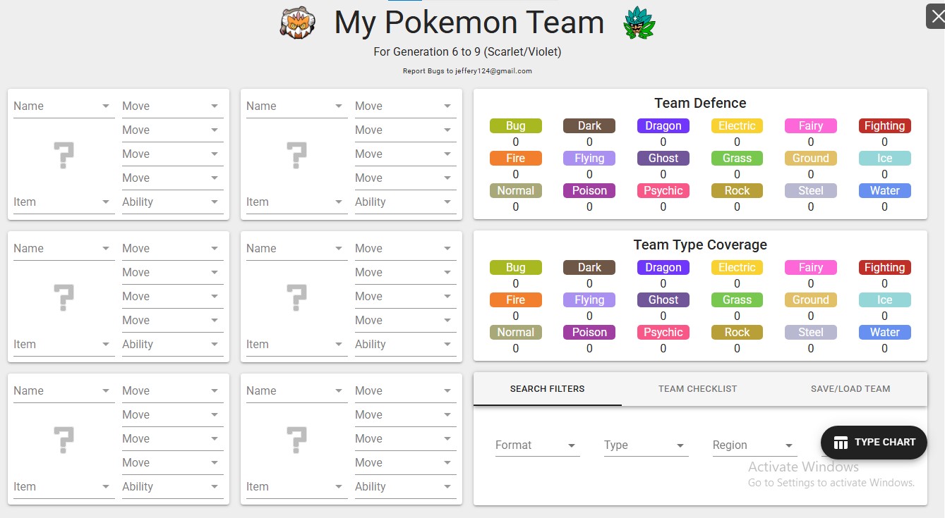 Pokémon Team Planner screenshot