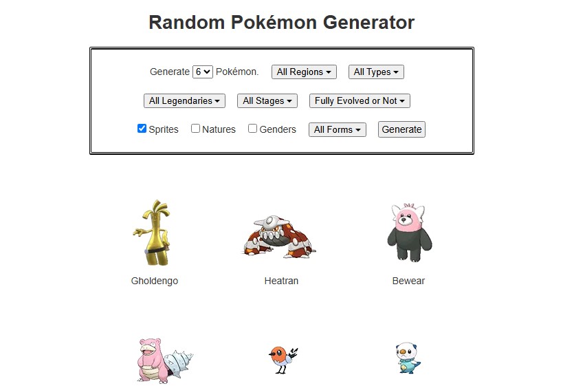 Random Pokémon Generator screenshot